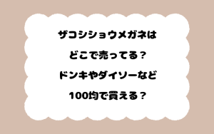 ザコシショウメガネはどこで売ってる？ドンキやダイソーなど100均で買える？